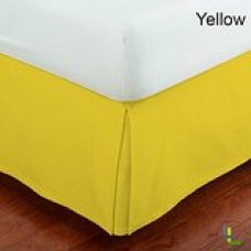 24 Inches Drop Bed Skirt Solid Yellow Egyptian Cotton 1000 Thread Count