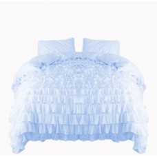 Ruffle Duvet Cover Blue Egyptian Cotton