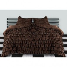 Ruffle Duvet Cover chocolate Egyptian Cotton