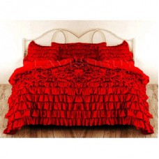 Ruffle Duvet Cover Dark Red Egyptian Cotton