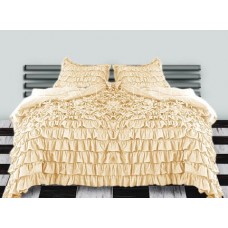 Ruffle Duvet Cover Gold Egyptian Cotton