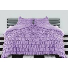 Ruffle Duvet Cover Purple Egyptian Cotton