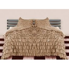 Ruffle Duvet Cover Beige Egyptian Cotton