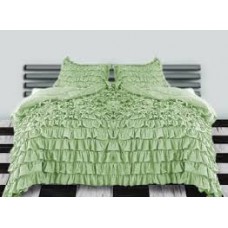 Ruffle Duvet Cover Sage Egyptian Cotton