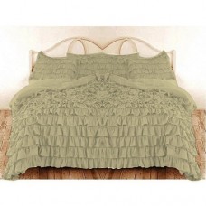 Ruffle Duvet Cover Taupe Egyptian Cotton